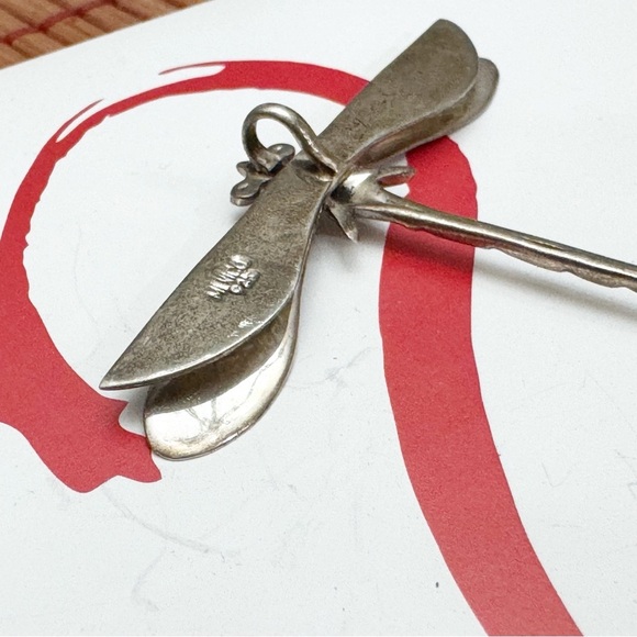 Vintage Mexico Sterling Silver 925 Dragonfly Brooch Pin Figural Fine Jewelry - Picture 5 of 9